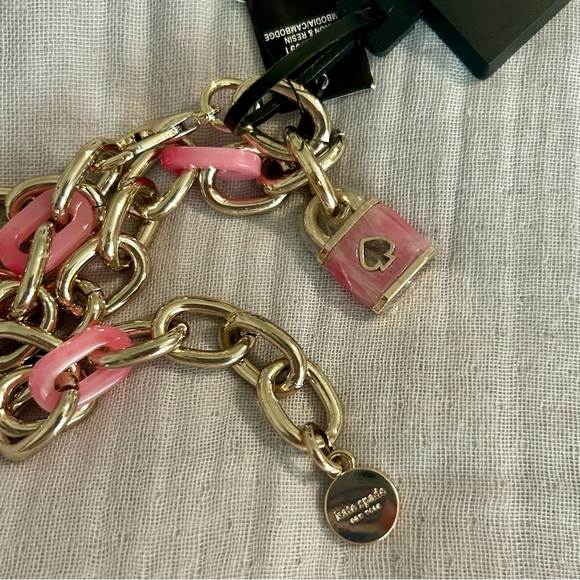 kate spade Accessories - NWT Authentic Kate Spade Iron Gold and Resin Pink Chain Belt Sz S/M